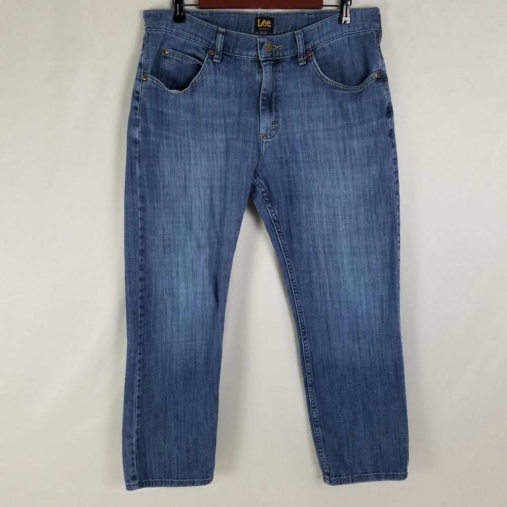 Lee Jeans Mens 34 x 29 Blue Denim Straight Leg Regular Fit Actual W32‎ x L27.5
